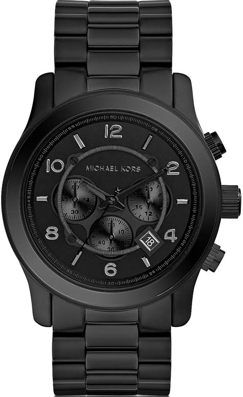 michael kors runway oversized black chronograph watch|Michael Kors black men's watch.